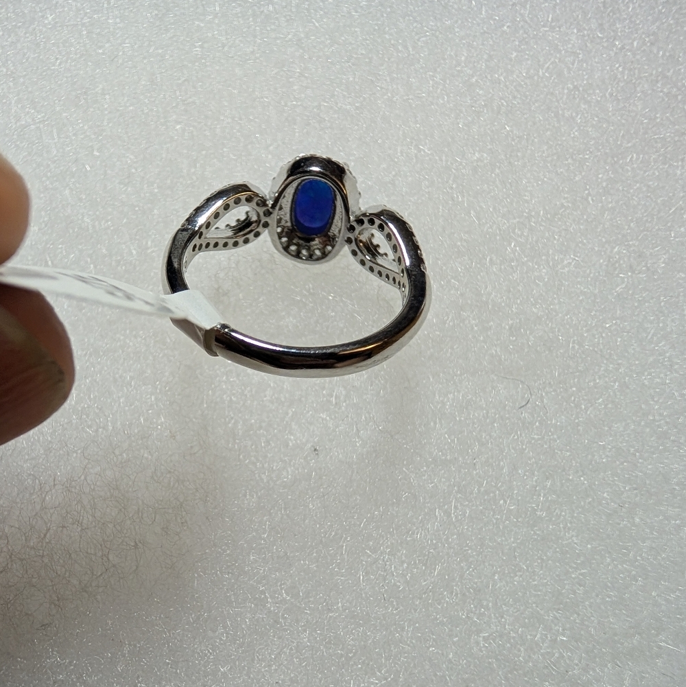 925 Sterling Silver Lab Opal Ring - image 3